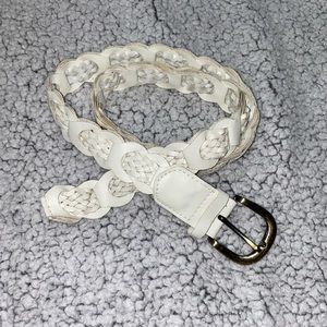 Vintage white braided faux leather belt